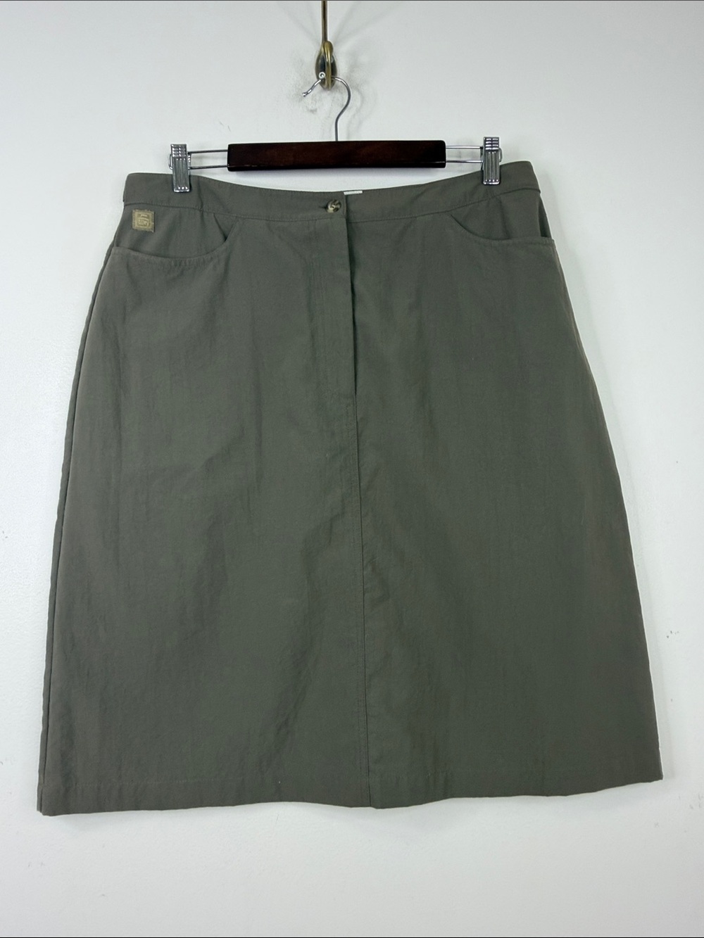 Tilley Skirt Womens 14 Taupe Brown A Line Knee Length Travel Made in Canada